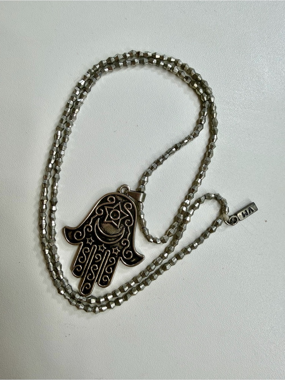 Vanessa Mooney Silver Hamsa Hand Necklace
